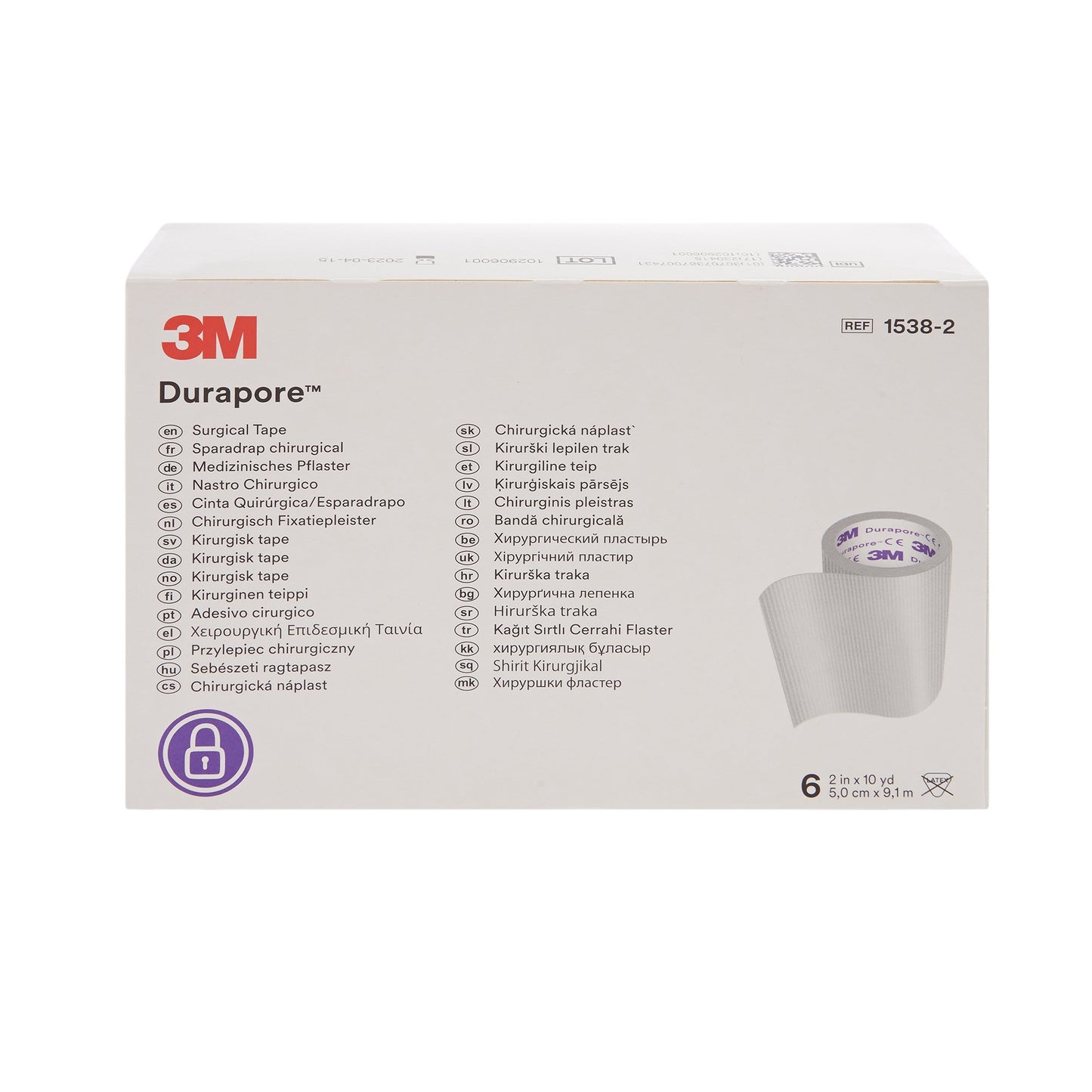 3M™ Durapore™ Silk-Like Cloth Medical Tape, 2 Inch x 10 Yard, White