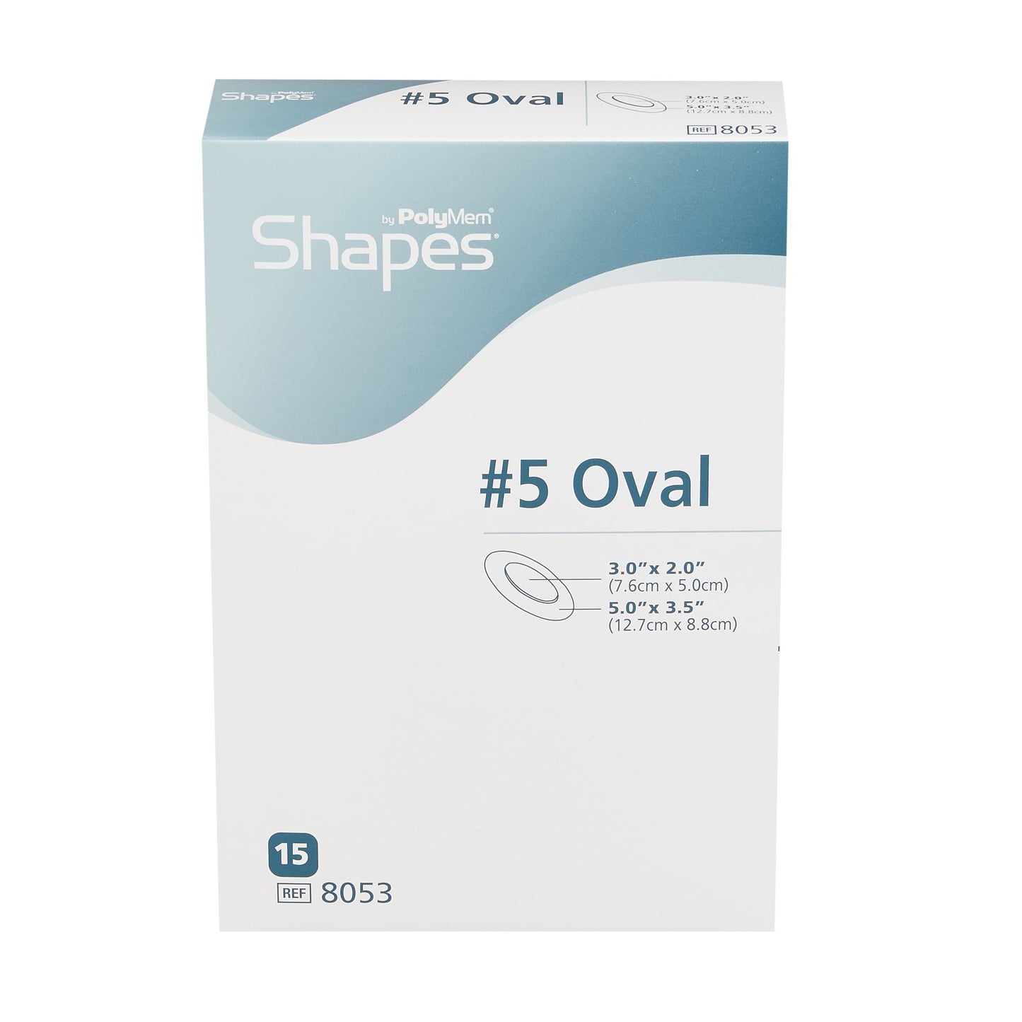 PolyMem® Shapes® Adhesive with Border Foam Dressing, 3½ x 5 Inch Oval