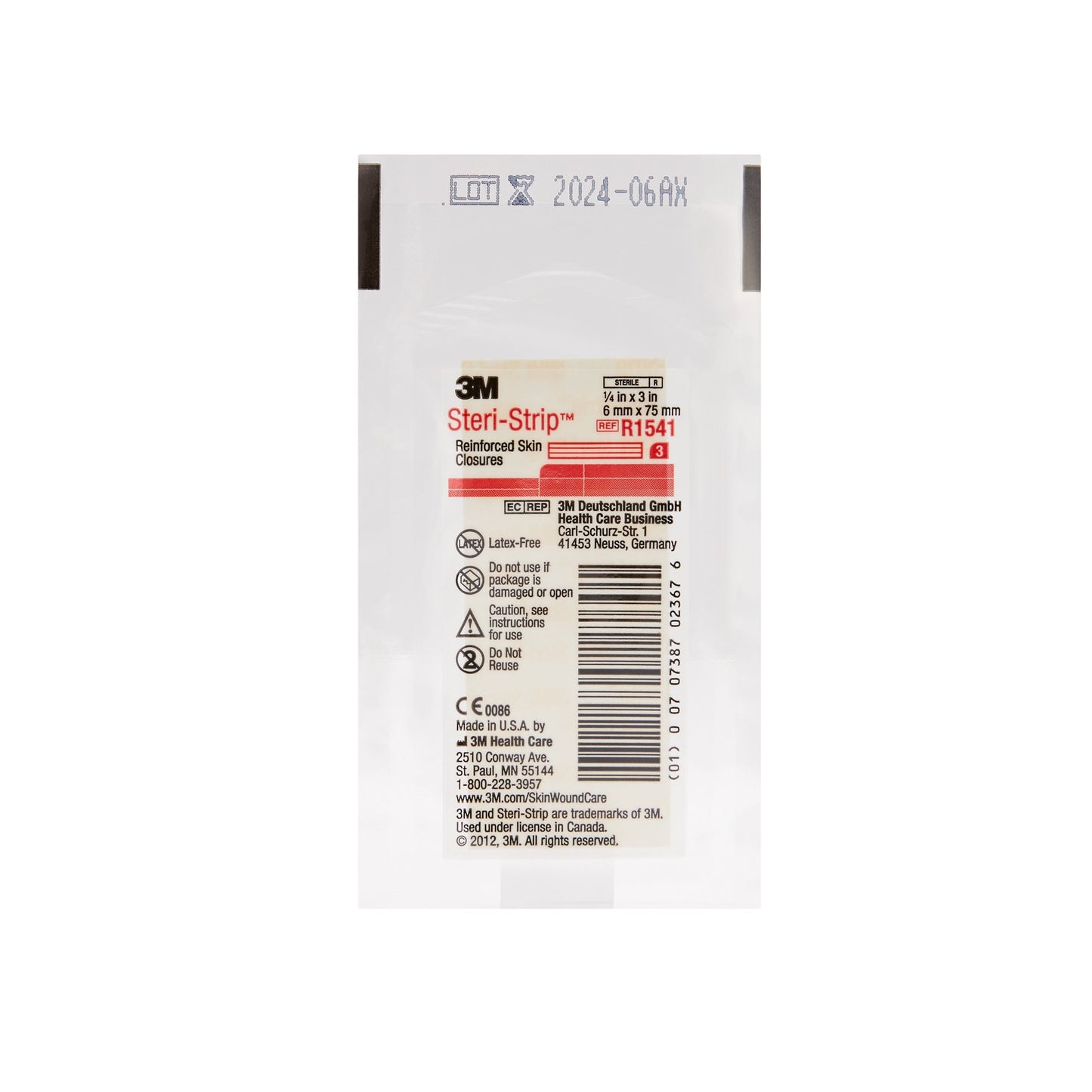3M Steri-Strip Skin Closure Strips, 1/4 inch x 3 Inch, Reinforced Strip, White