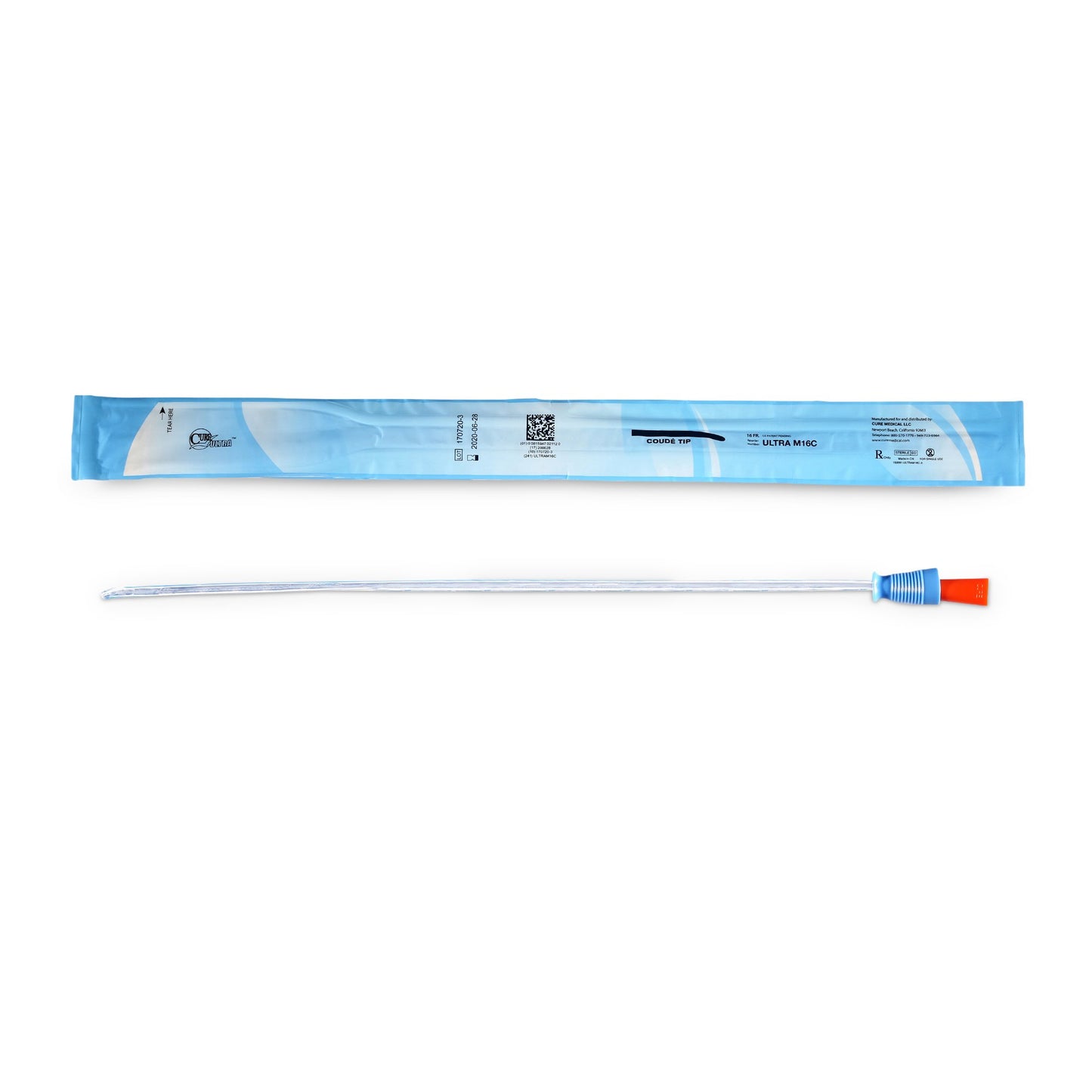 Cure Ultra® Urethral Catheter, 16 Fr., Male, Coude