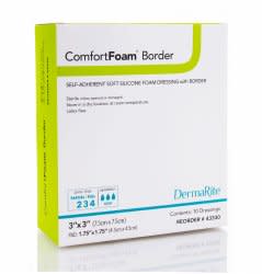 ComfortFoam™ Border Silicone Adhesive with Border Silicone Foam Dressing, 3 x 3 Inch