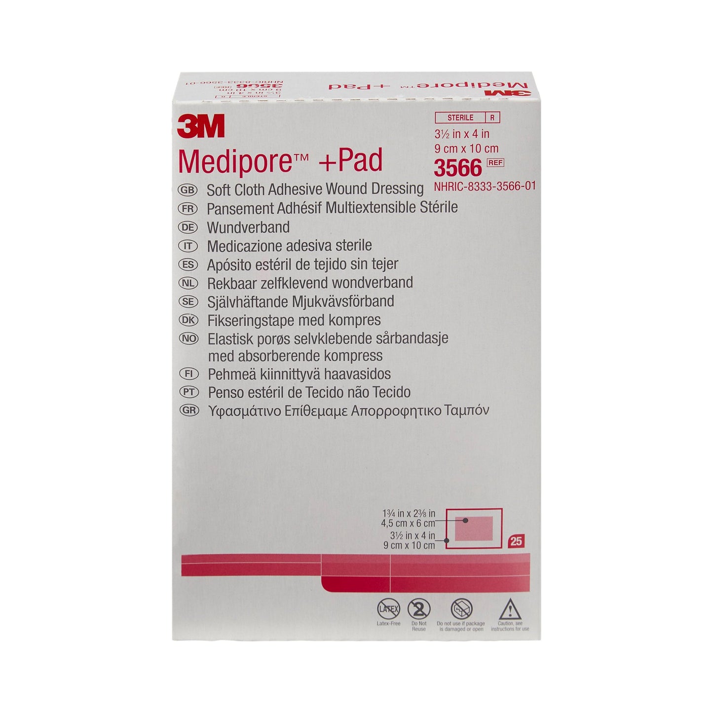 3M™ Medipore™ +Pad Soft Cloth Dressings, 3½ x 4 Inch