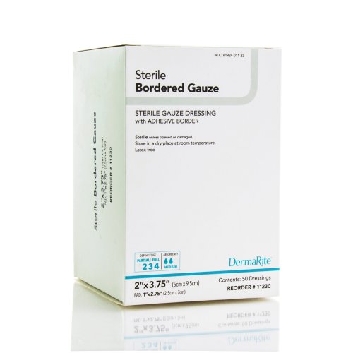 DermaRite Gauze Adhesive Dressing, White, Sterile, 2 x 3¾ inch