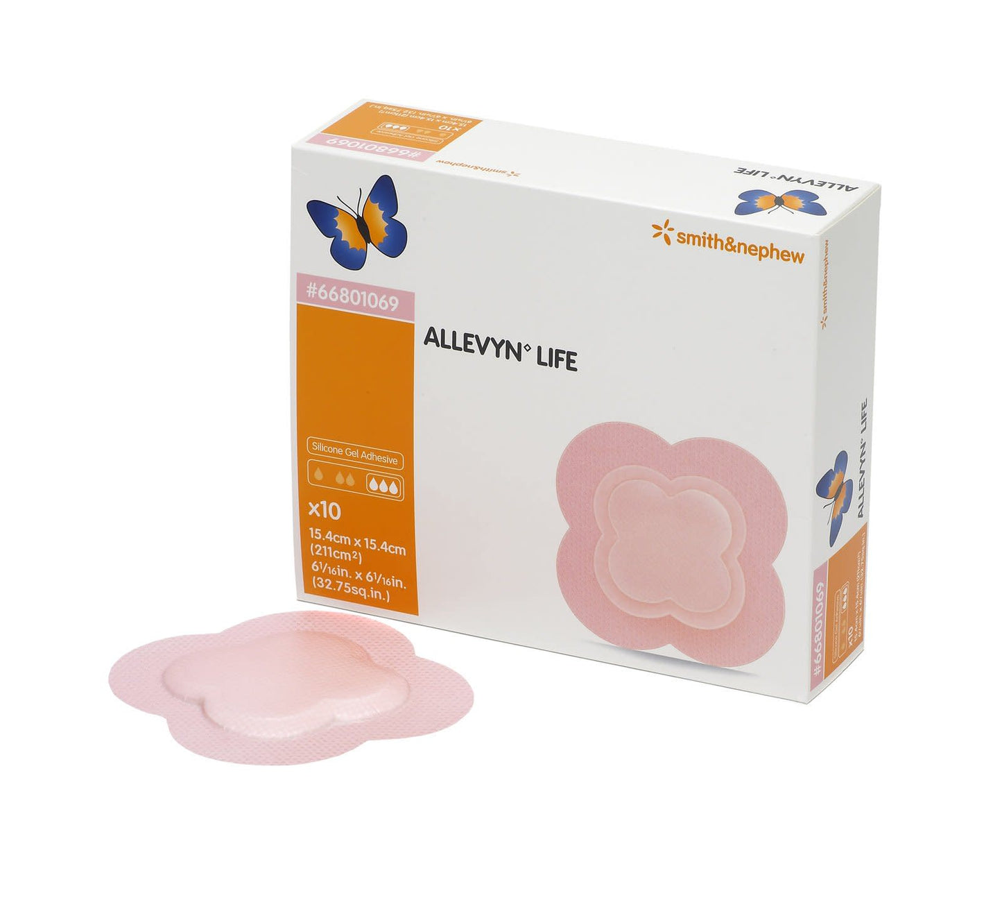 Allevyn Life Silicone Foam Dressing, 6 x 6 Inch Quadrilobe