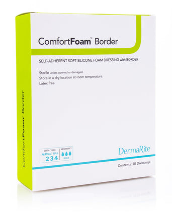 ComfortFoam™ Border Silicone Adhesive with Border Silicone Foam Dressing, 5 x 8 Inch