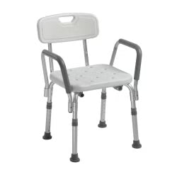Bath Chair with Back and Arms Aluminum Frame 300 lbs. Weight Capacity