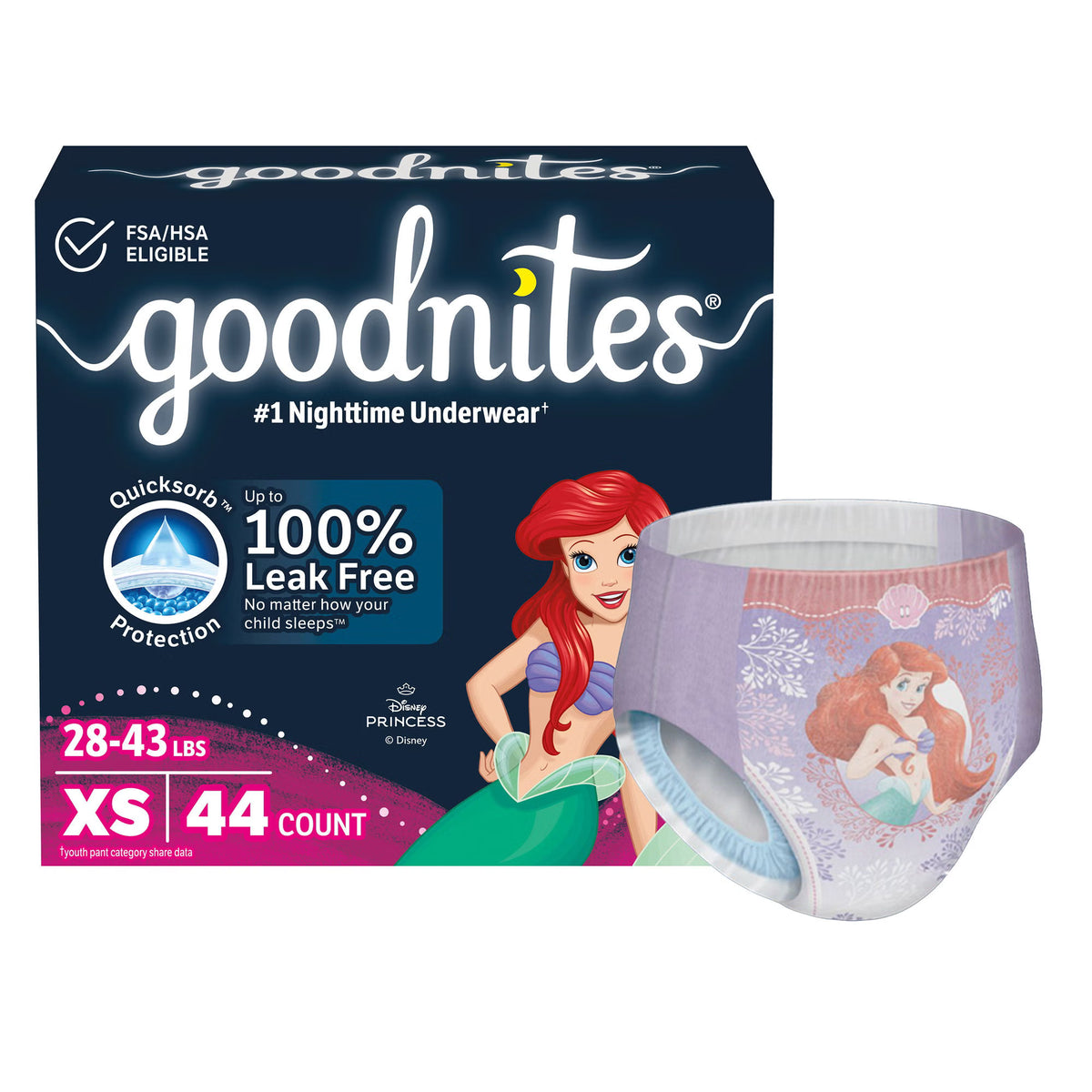 Female Youth Absorbent Underwear GoodNites® Pull On with Tear Away Seams X-Small Disposable Heavy Absorbency Kimberly-Clark – 46761