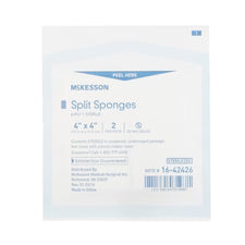 McKesson Sterile Split Sponge 16-42426, 4x4, 6-Ply, 50/Box