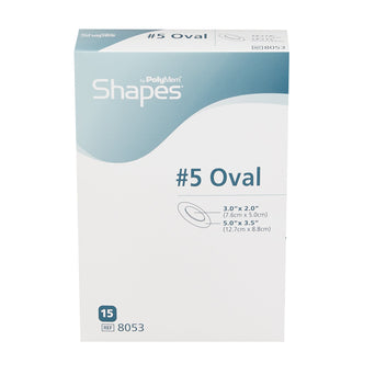 PolyMem® Shapes® Adhesive with Border Foam Dressing, 3½ x 5 Inch Oval