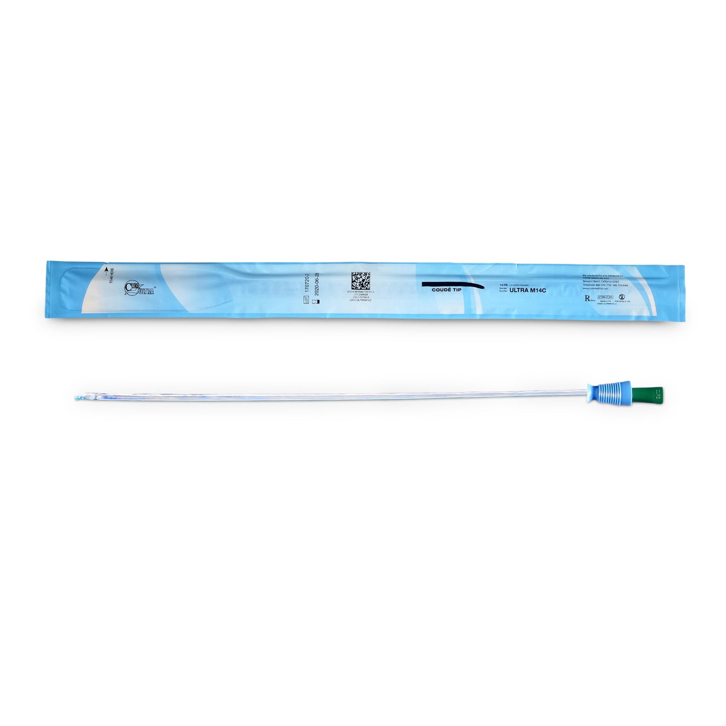 Cure Ultra® Urethral Catheter, 14 Fr, Male, Coude