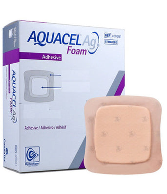 Aquacel® Silicone Adhesive with Border Silicone Foam Dressing, 8 x 8 Centimeter