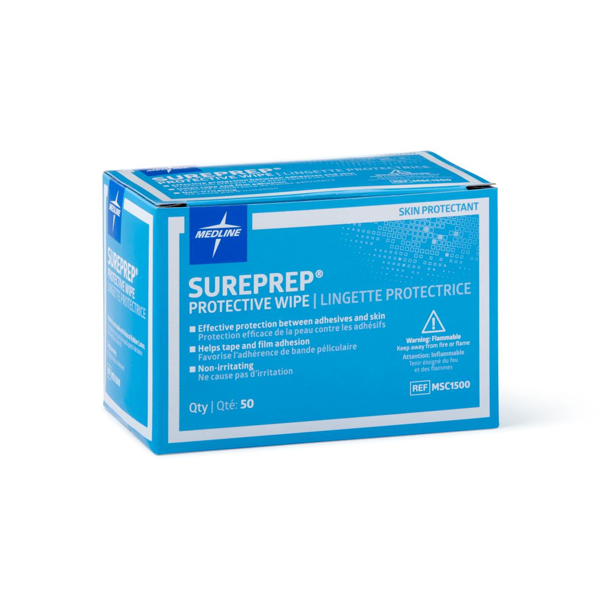 Medline SurePrep No-Sting Skin Protectant Wipes – Box of 50 (MSC1500)