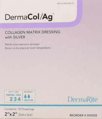 DermaCol/Ag™ Silver Collagen Matrix Dressing, 2 x 2 Inch
