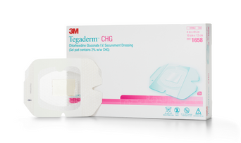 3M™ Tegaderm™ CHG I.V. Securement Dressing, 4 x 4¾ Inch