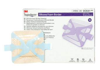 3M™ Tegaderm™ Silicone Adhesive with Border Silicone Foam Dressing, 4 x 4 Inch