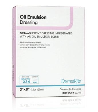 DermaRite® Oil Emulsion Impregnated Dressing, 3 x 8 Inch