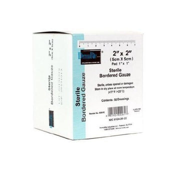 DermaRite® Bordered Gauze White Adhesive Dressing, 2 x 2 Inch