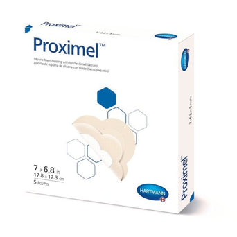 Silicone Foam Dressing Proximel™ 6-4/5 X 7 Inch Sacral Silicone Adhesive with Border Sterile, 5/BX