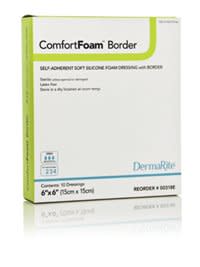 ComfortFoam™ Border Silicone Foam Dressing, 4 x 4 Inch
