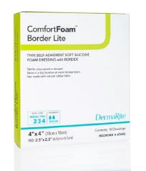 ComfortFoam™ Border Lite Silicone Adhesive with Border Thin Silicone Foam Dressing, 4 x 4 Inch
