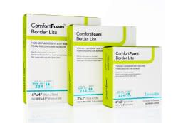 ComfortFoam™ Border Lite Silicone Adhesive with Border Thin Silicone Foam Dressing, 2 x 2 Inch