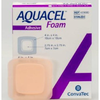 Aquacel® Silicone Adhesive with Border Silicone Foam Dressing, 4 x 4 Inch