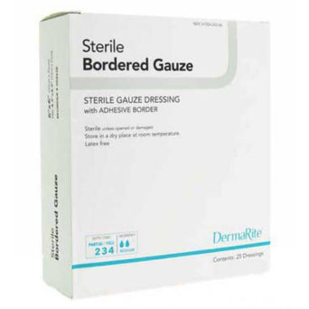 DermaRite® Gauze Adhesive Dressing, White, Sterile, 4 X 8 inch